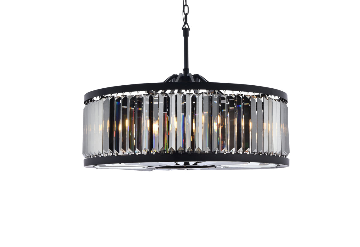 Chelsea 10 light Matte Black Chandelier Silver Shade (Grey) Royal Cut Crystal