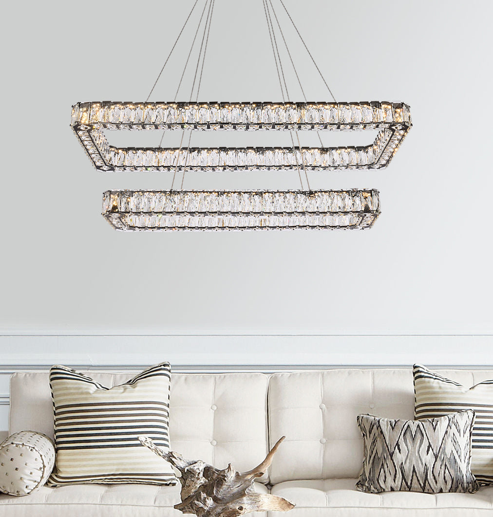 Monroe 42 inch LED double rectangle pendant in black