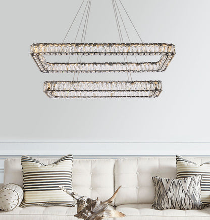 Monroe 42 inch LED double rectangle pendant in black