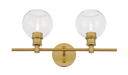 Collier 2 light Brass and Clear glass Wall sconce