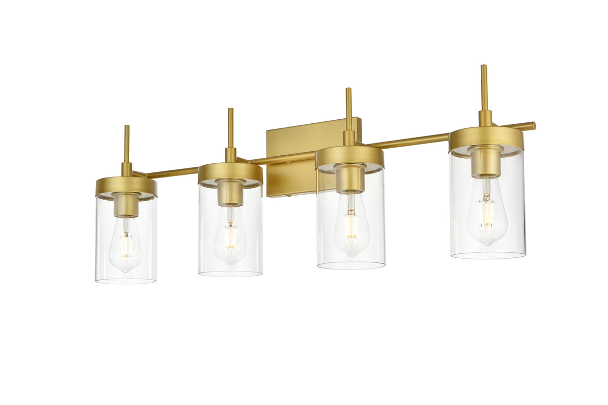 Benny 4 light Brass and Clear Bath Sconce