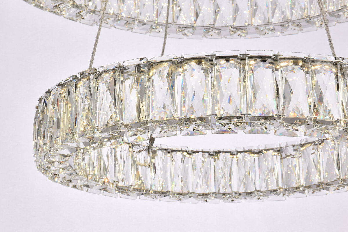 Monroe 28 inch LED double ring chandelier in chrome