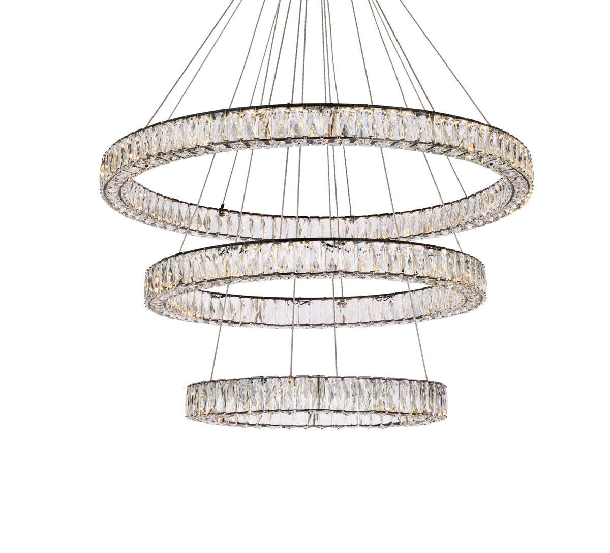 Monroe 41 inch LED triple ring chandelier in black