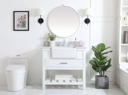 36 inch Single bathroom vanity in white with backsplash