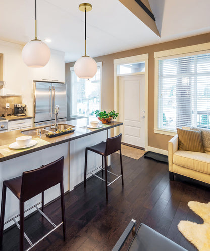 Baxter 1 Light Brass Pendant With Frosted White Glass