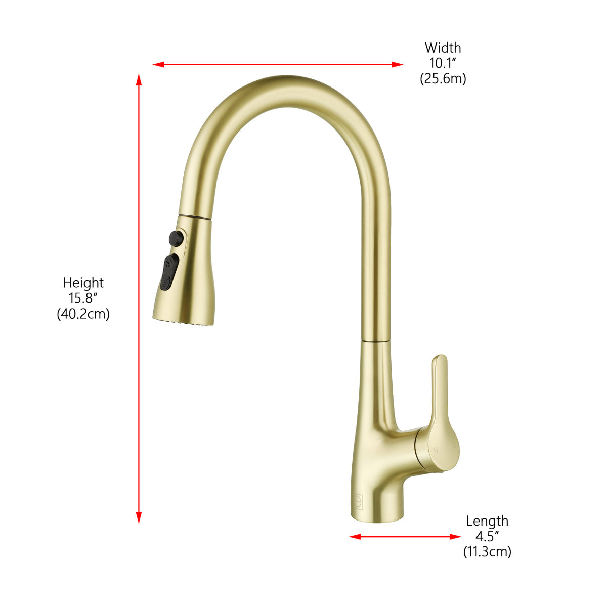 Andrea Single Handle Pull Down Sprayer Kitchen Faucet in Brushed Gold