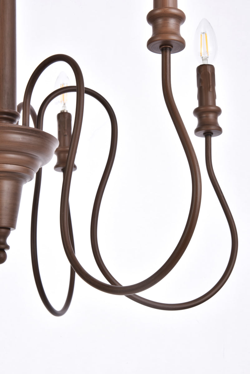 Flynx 6 lights pendant in weathered oak