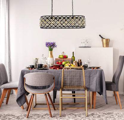 Madison 6 light Matte Black Chandelier Golden Teak (Smoky) Royal Cut Crystal