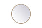 Metal frame round mirror with decorative hook 21 inch in Brass
