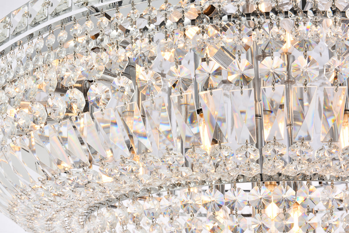 Tranquil 21 light Chrome Flush Mount Clear Royal Cut Crystal