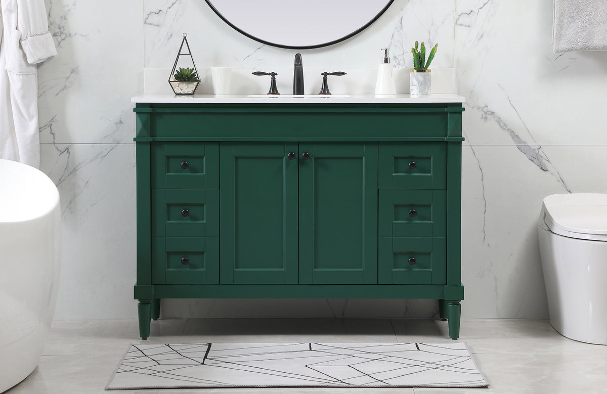 48 inch Single bathroom vanity in green with backsplash