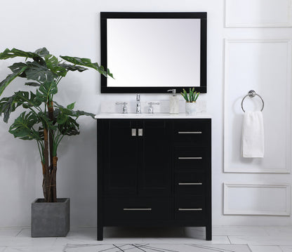 32 inch Single Bathroom Vanity in Black with Backsplash