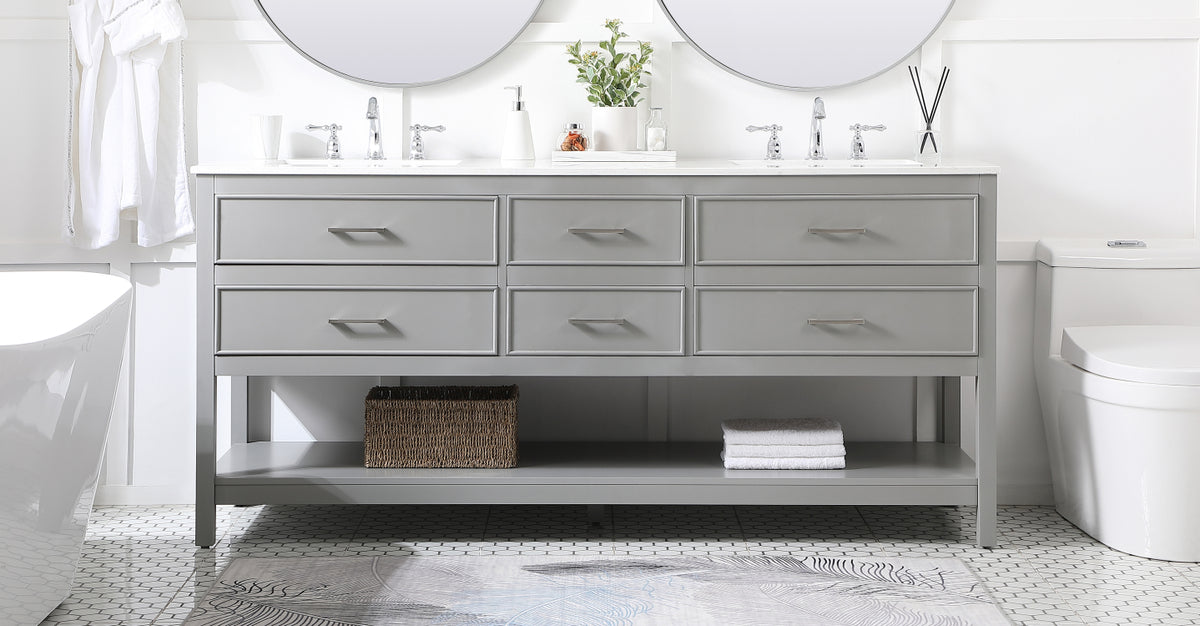 72 inch double bathroom vanity in gray