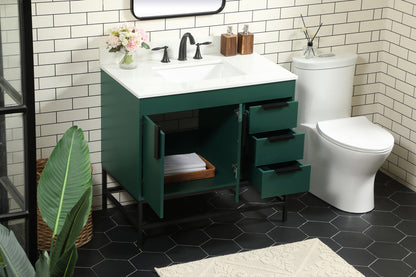 36 inch Single bathroom vanity in green with backsplash