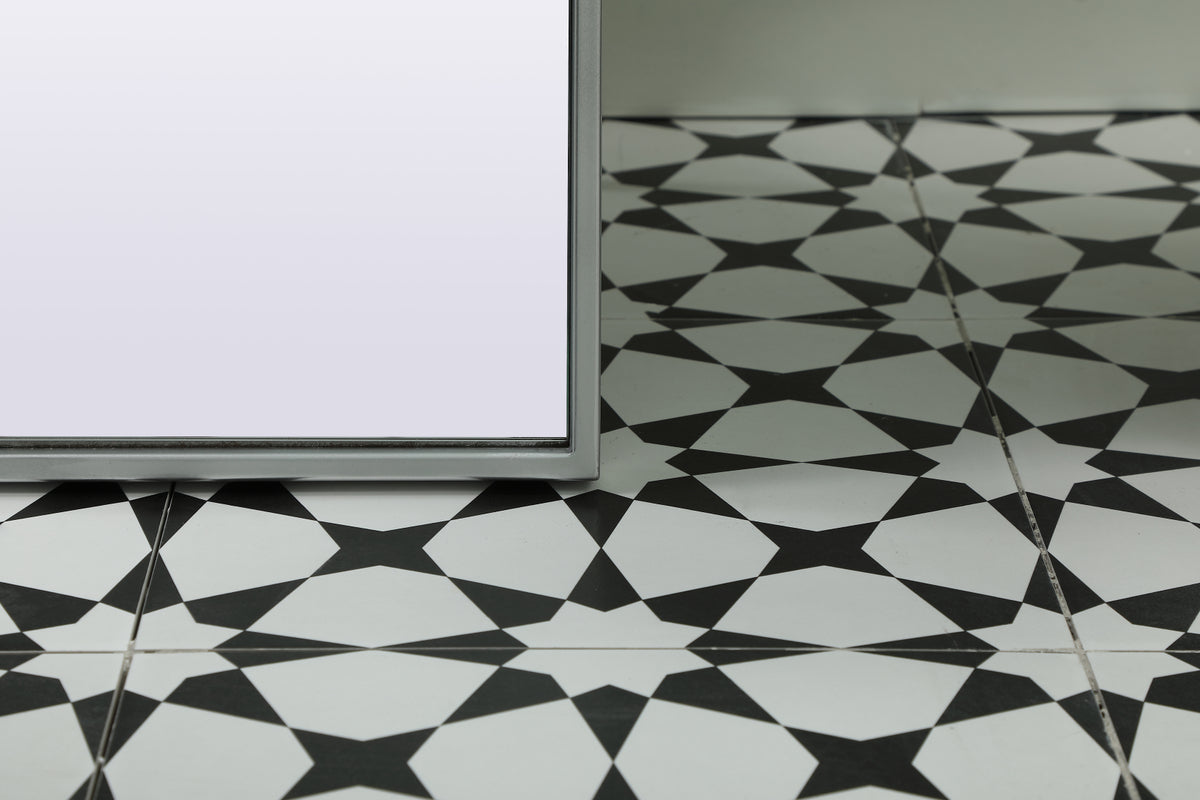 Metal Frame Arch Full Length Mirror 35x66 Inch in Silver