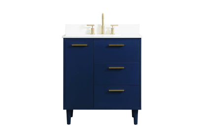 30 inch bathroom vanity in Blue with backsplash