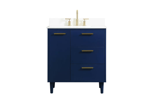 30 inch bathroom vanity in Blue with backsplash