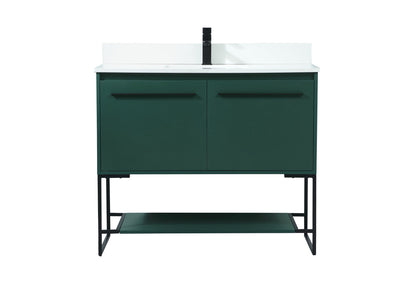 40 inch Single bathroom vanity in green with backsplash