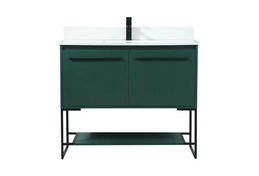 40 inch Single bathroom vanity in green with backsplash