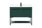 40 inch Single bathroom vanity in green with backsplash