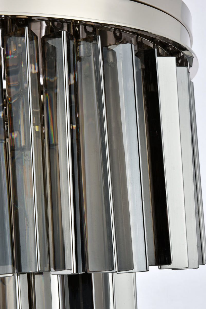 Sydney 9 light polished nickel Flush Mount Silver Shade (Grey) Royal Cut Crystal