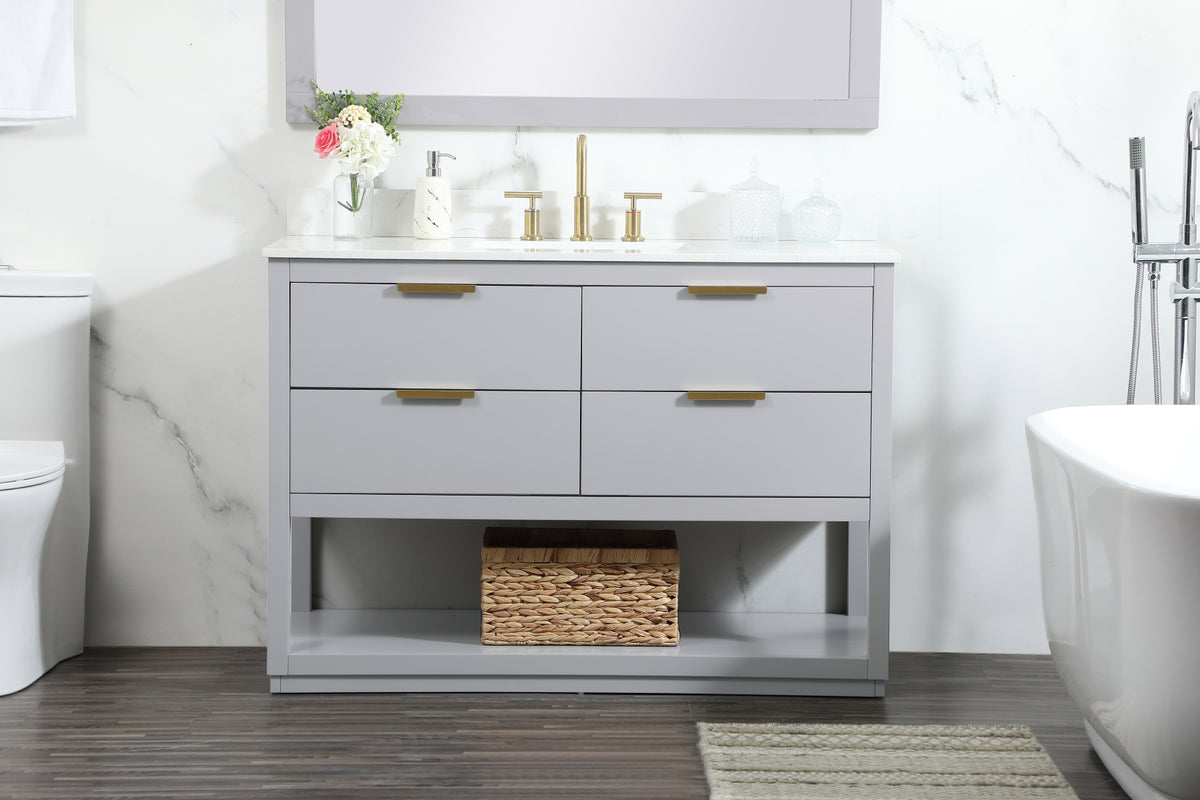 48 inch Single bathroom vanity in grey with backsplash