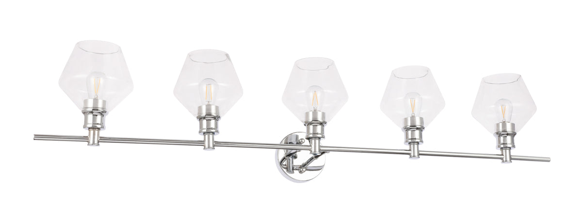 Gene 5 light Chrome and Clear  glass Wall sconce