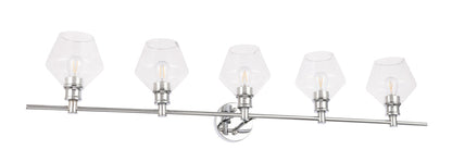 Gene 5 light Chrome and Clear  glass Wall sconce