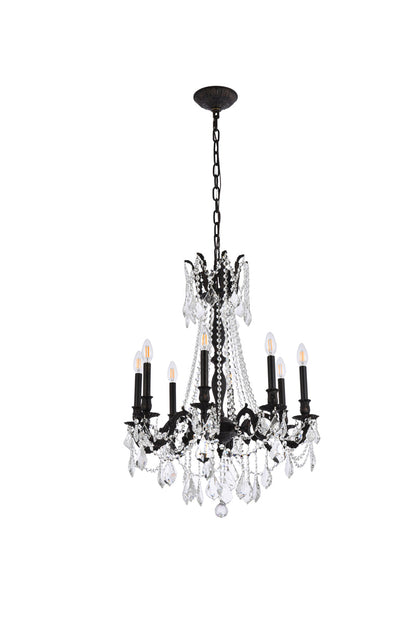 Rosalia 8 light Dark Bronze Chandelier Golden Teak (Smoky) Royal Cut Crystal