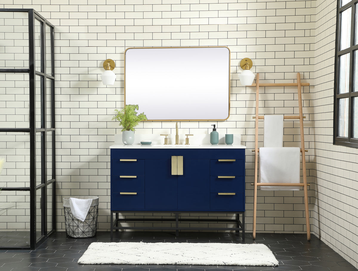 48 inch Single bathroom vanity in blue with backsplash