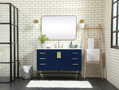 48 inch Single bathroom vanity in blue with backsplash