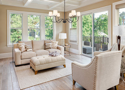 Eclipse 6 light Black and White shade chandelier