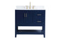 36 inch Single Bathroom Vanity in Blue with Backsplash