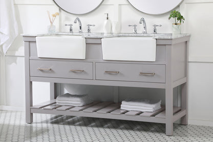 60 inch double bathroom vanity in grey