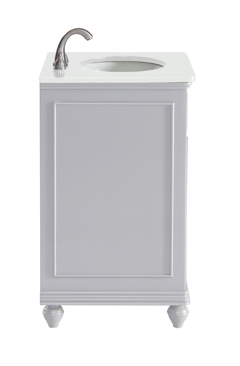 24 inch Single Bathroom vanity in Light Grey with ivory white engineered marble