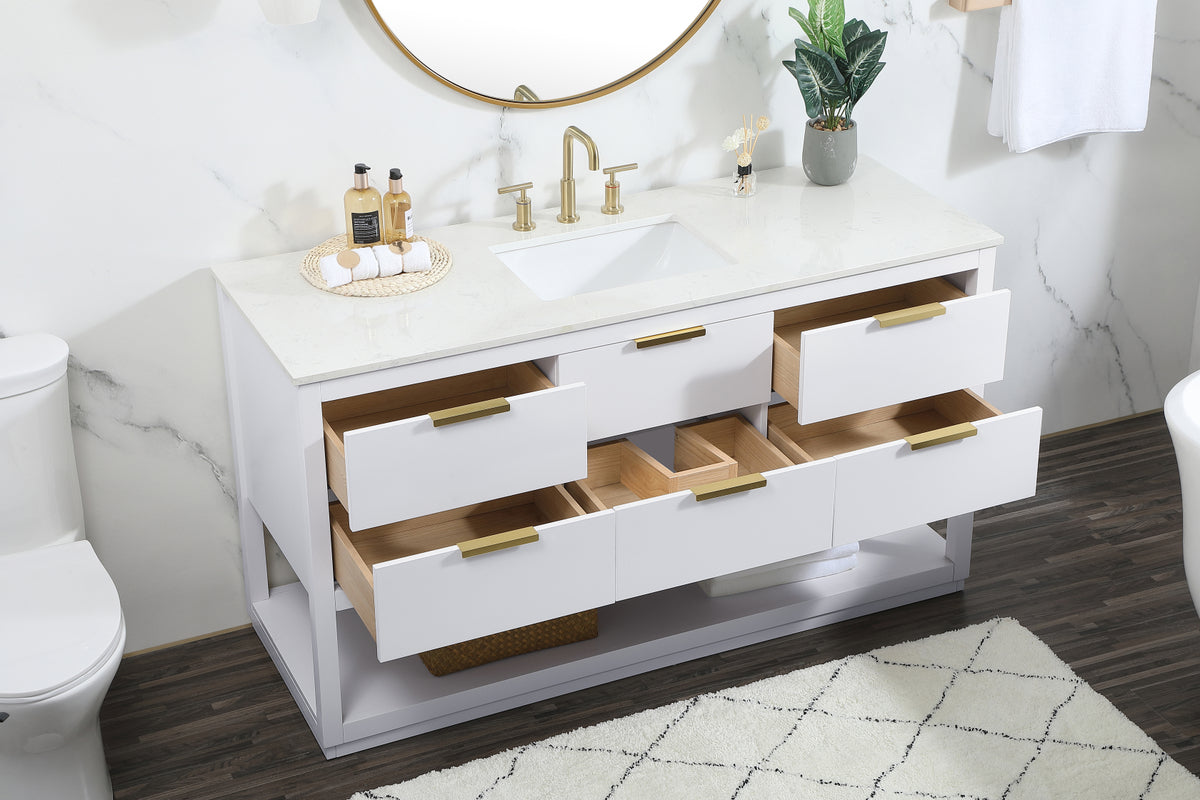 60 inch Single bathroom vanity in white