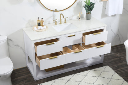60 inch Single bathroom vanity in white