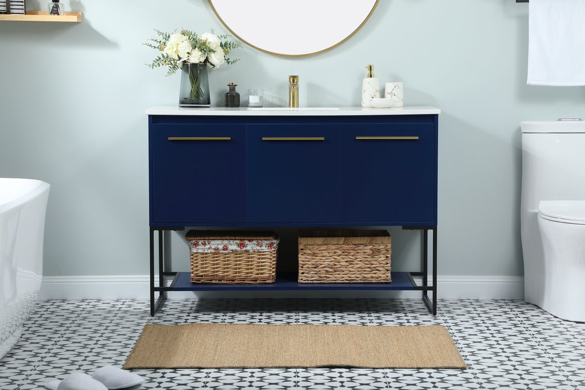 48 inch Single bathroom vanity in blue