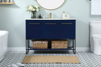 48 inch Single bathroom vanity in blue