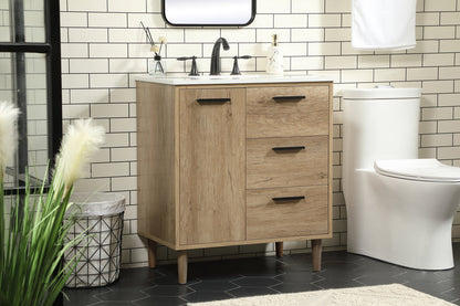 30 inch Single bathroom vanity in natural oak