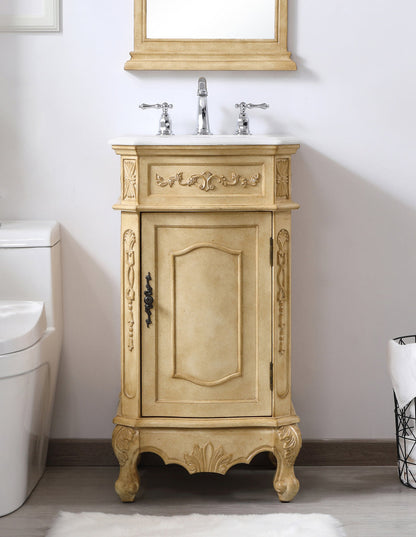 24 inch Single Bathroom vanity in Antique Beige with ivory white engineered marble