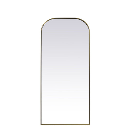 Metal Frame Arch Full Length Mirror 32x76 Inch in Brass