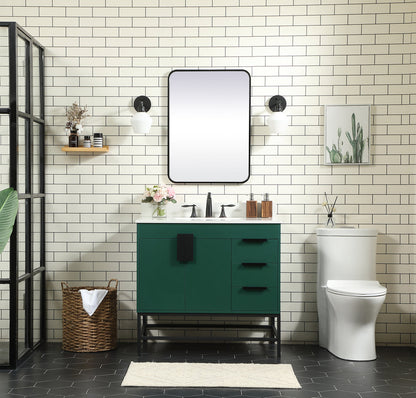 36 inch Single bathroom vanity in green with backsplash