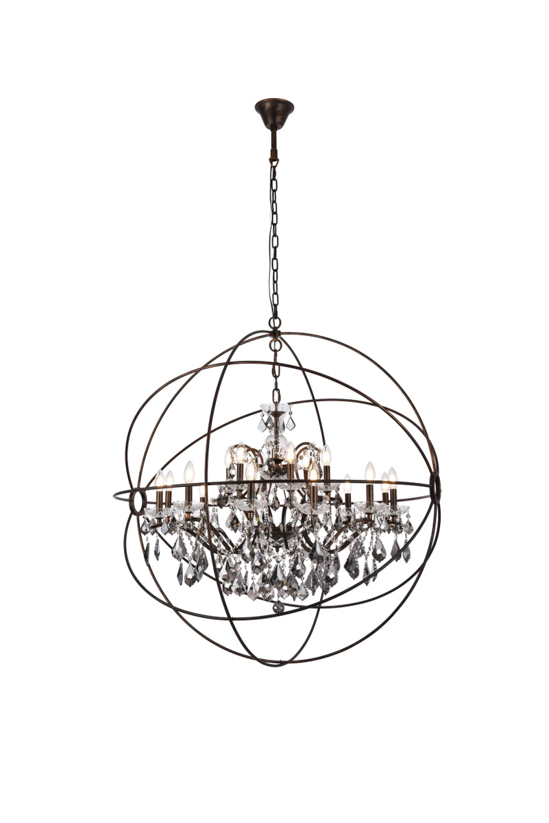 Geneva 18 light Dark Bronze Chandelier Silver Shade (Grey) Royal Cut crystal