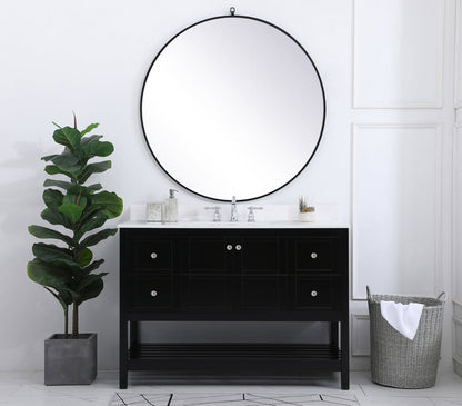48 inch Single Bathroom Vanity in Black with Backsplash