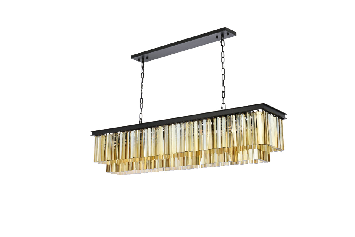 Sydney 12 light Matte Black Chandelier Golden Teak (Smoky) Royal Cut Crystal