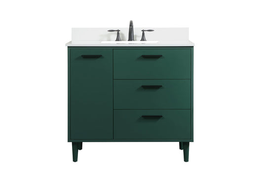 36 inch bathroom vanity in Green with backsplash
