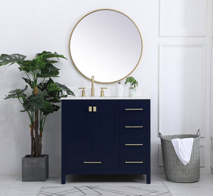 36 inch Single Bathroom Vanity in Blue with Backsplash