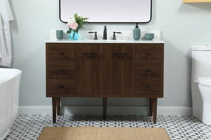 48 inch Single bathroom vanity in walnut with backsplash