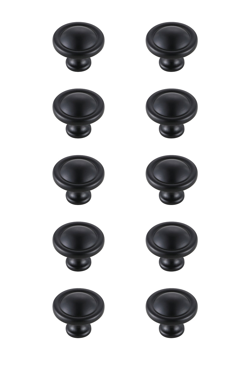 Garlande 1.2" Diameter Matte Black Mushroom Knob Multipack (Set of 10)